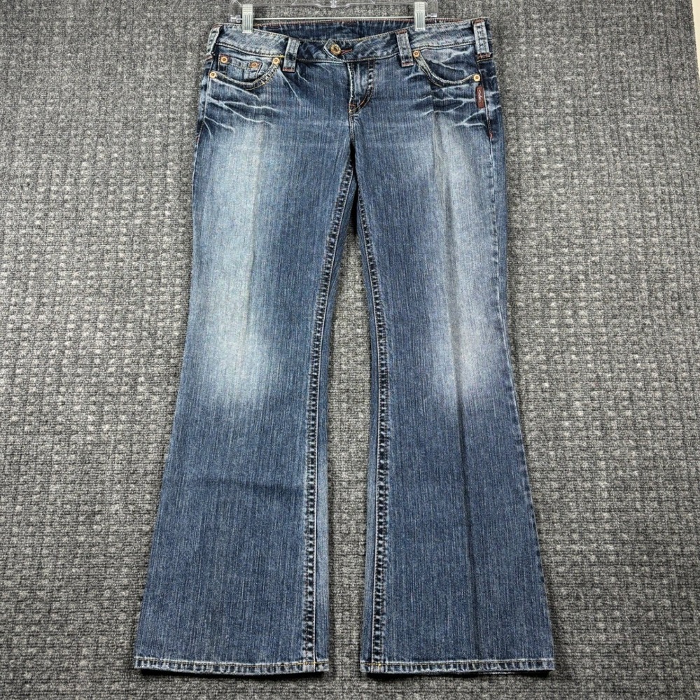 Silver Jeans Tuesday Bootcut Low Rise Denim Jeans Size 34 Blue Wash